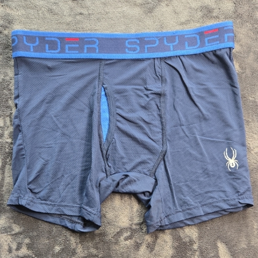 Spyder Blue Performance Boxer Briefs Moisture-Wicking Stretch - Picture 1 of 4